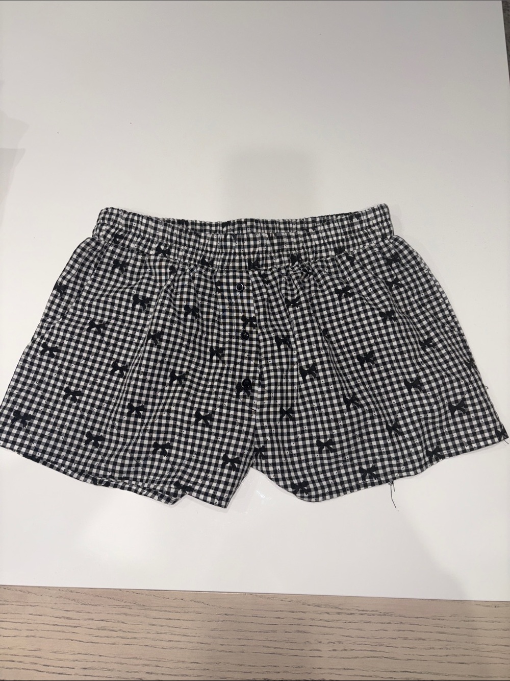 Women's Black & White Gingham Bermuda Shorts
